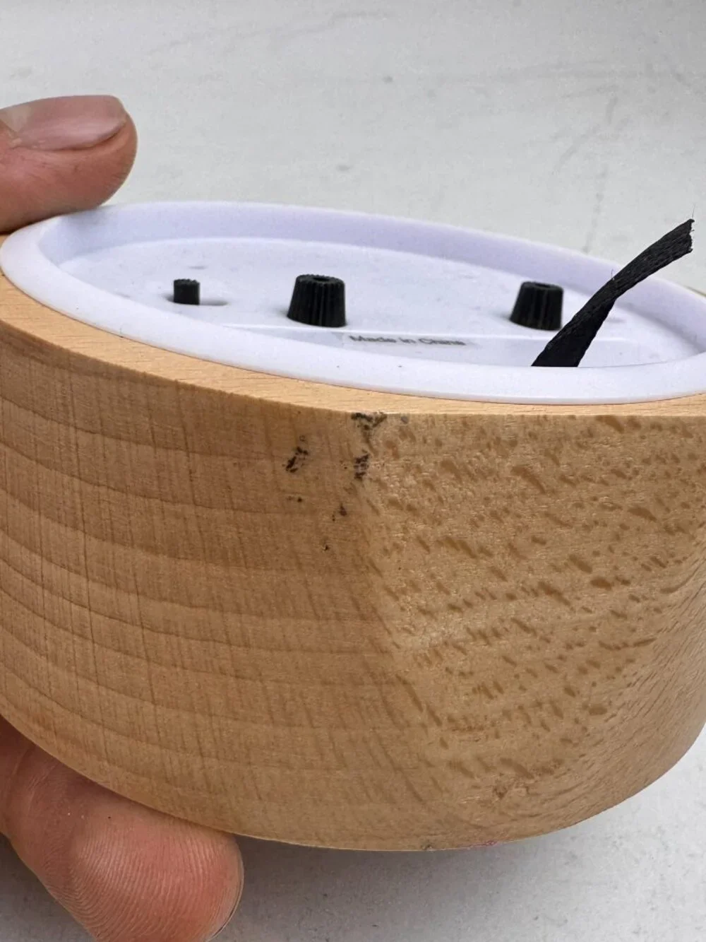 modern round wood desk alarm clock 3.75